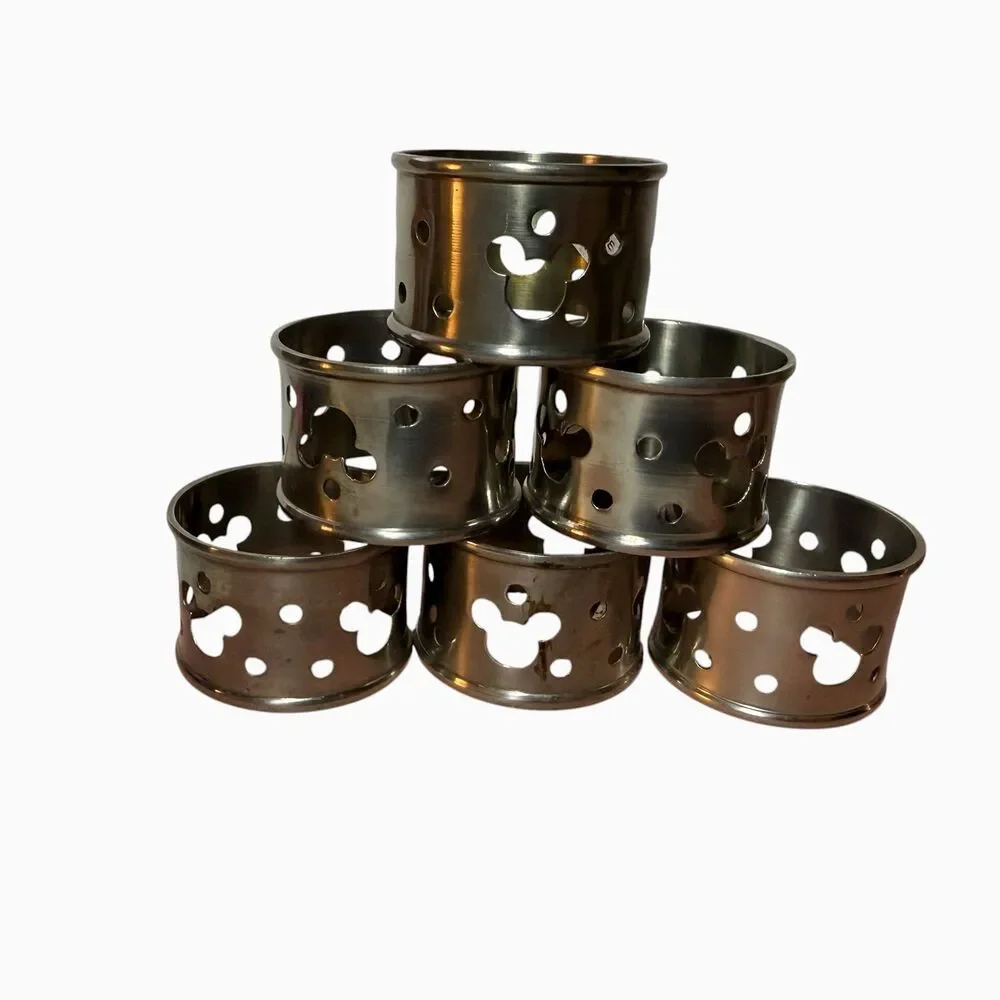 Vintage Disney Mickey Mouse Stainless Steel Napkin Rings – Set of 6